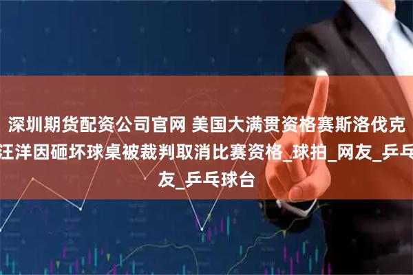 深圳期货配资公司官网 美国大满贯资格赛斯洛伐克选手汪洋因砸坏球桌被裁判取消比赛资格_球拍_网友_乒乓球台